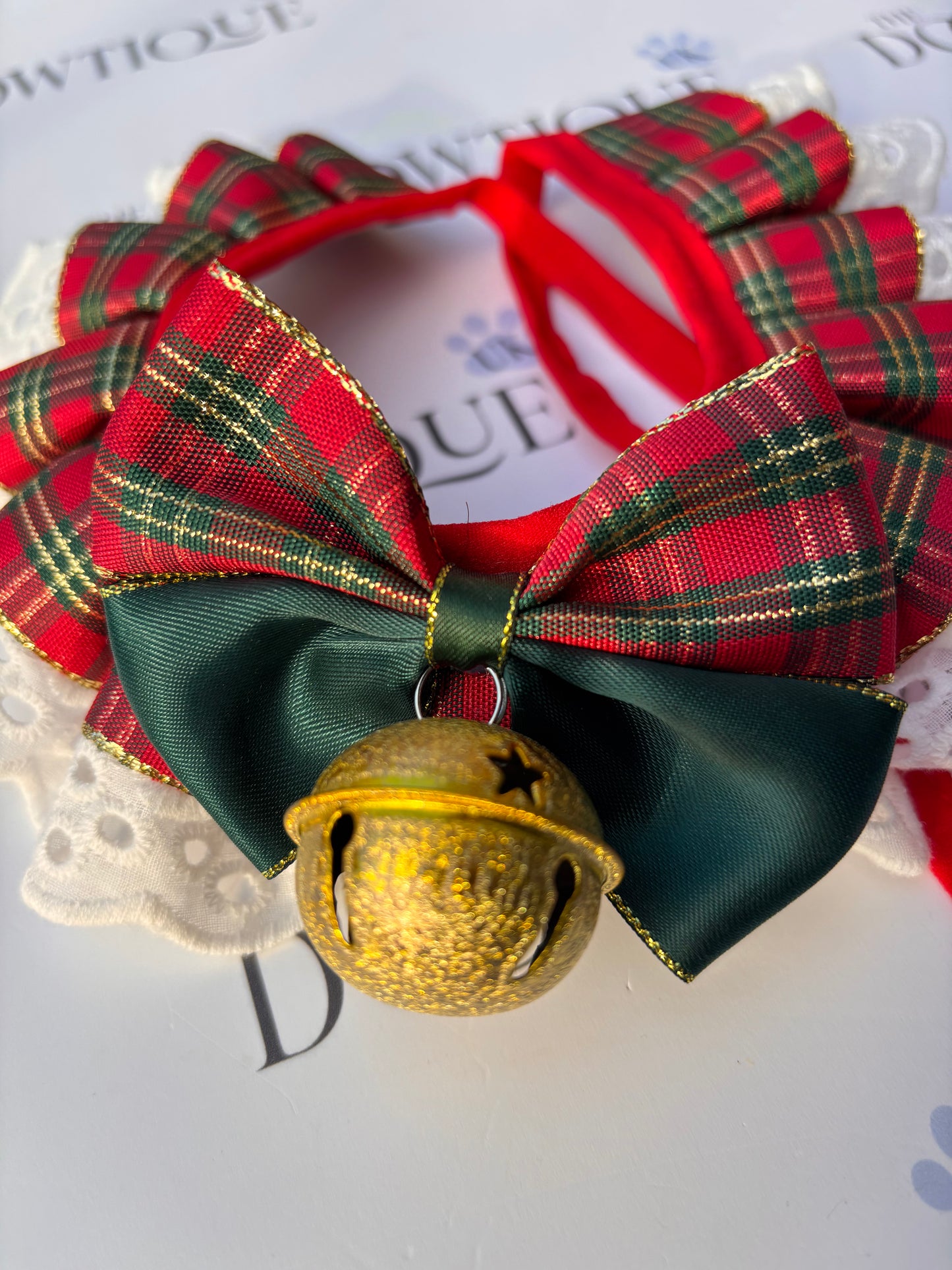 ๐๐ Tartan Christmas bell Frill Collar