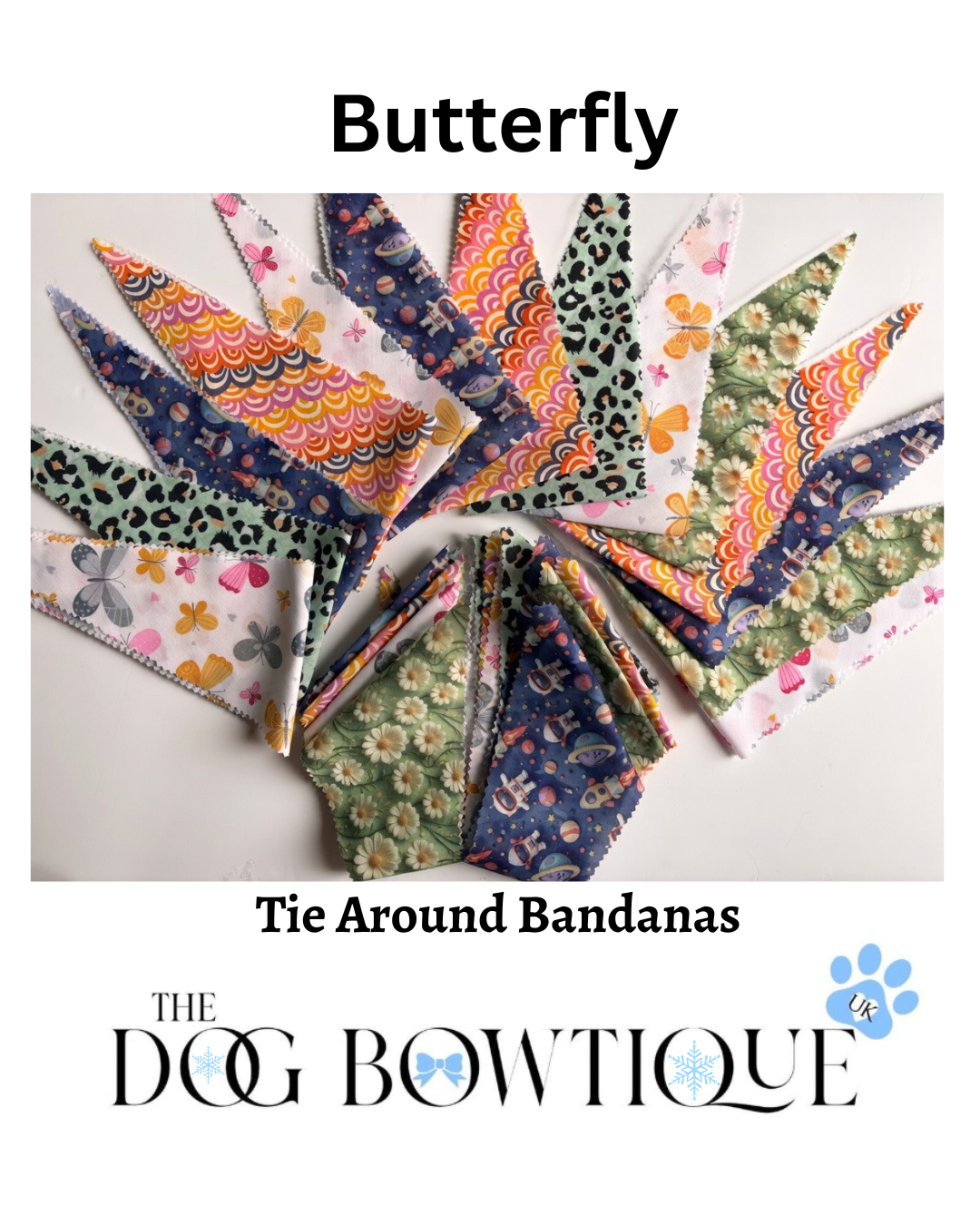 Butterfly mix M/L tie around bandanas