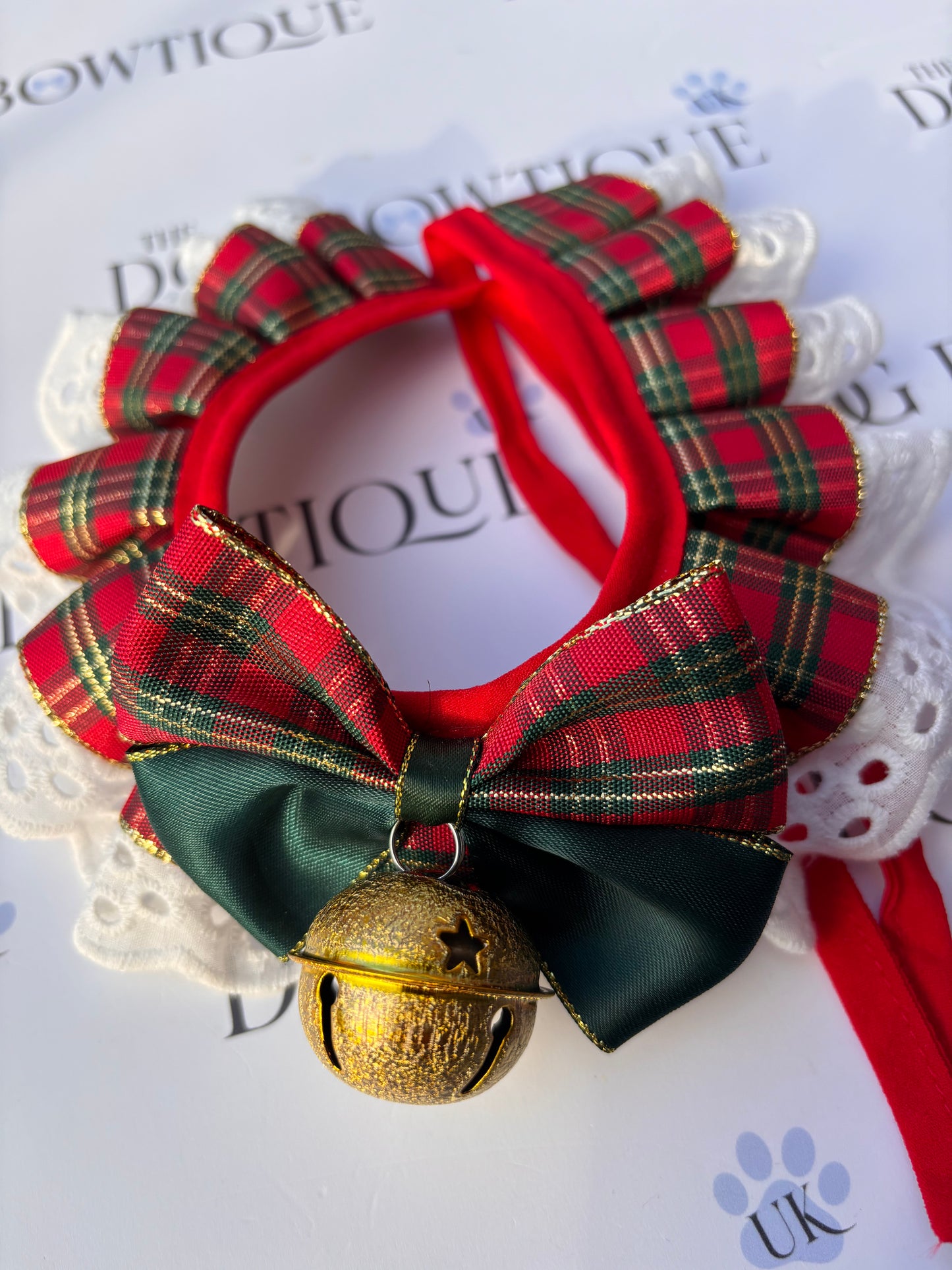 🎄🔔 Tartan Christmas bell Frill Collar